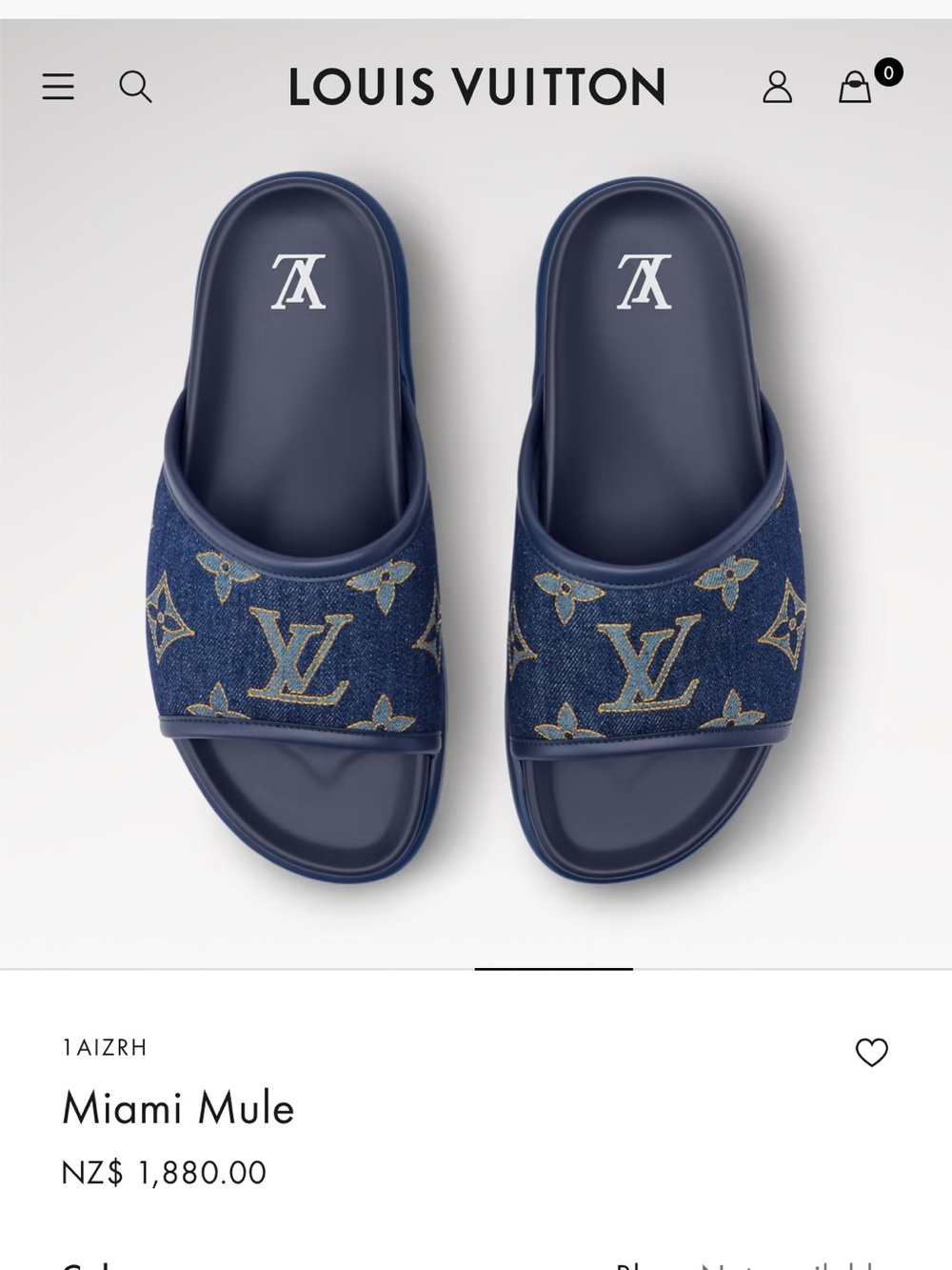 Louis Vuitton Miami Mule Blue Denim Slide us 10